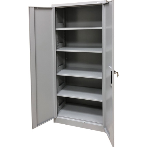 Storage Cabinet, Steel, 4 Shelves, 66" H x 30" W x 15" D, Grey Action Paper