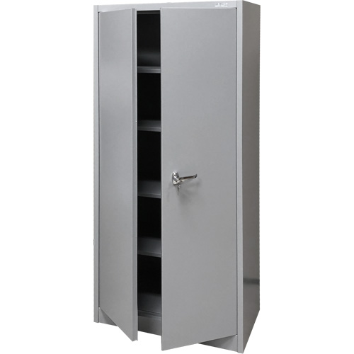 Storage Cabinet, Steel, 4 Shelves, 66" H x 30" W x 15" D, Grey Action Paper