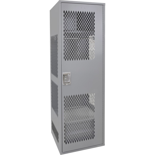 Gear Locker with Door, Steel, 24" W x 24" D x 72" H, Grey Action Paper