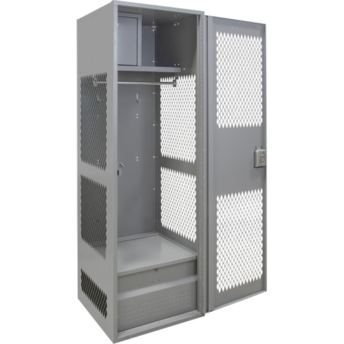 Gear Locker with Door, Steel, 24" W x 24" D x 72" H, Grey Action Paper