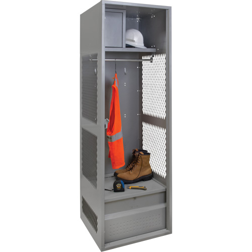 Gear Locker, Steel, 24" W x 24" D x 72" H, Grey Action Paper