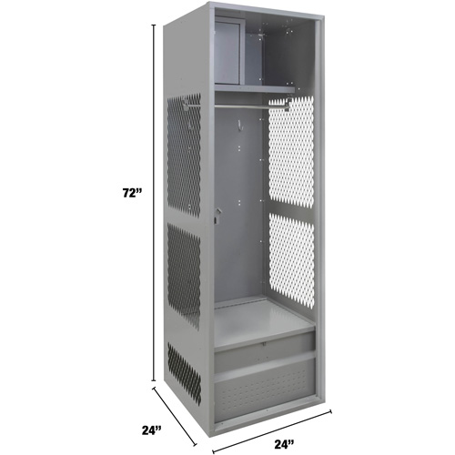 Gear Locker, Steel, 24" W x 24" D x 72" H, Grey Action Paper