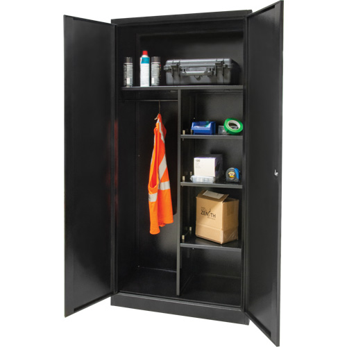 Combination Storage Cabinet, 36" W x 18" D x 72" H, Black Action Paper