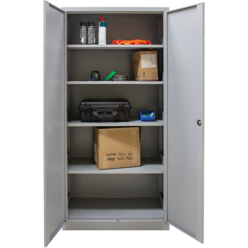 Hi-Boy Storage Cabinet, Steel, 4 Shelves, 72" H x 36" W x 18" D, Grey Action Paper
