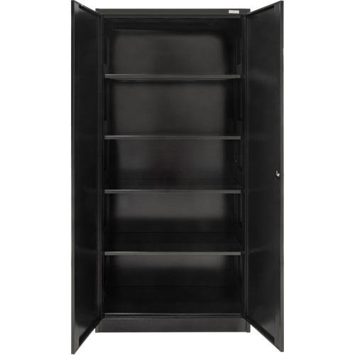 Hi-Boy Storage Cabinet, Steel, 4 Shelves, 72" H x 36" W x 18" D, Black Action Paper