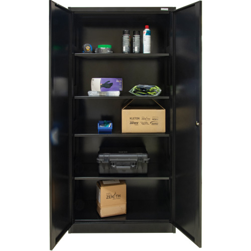 Hi-Boy Storage Cabinet, Steel, 4 Shelves, 72" H x 36" W x 18" D, Black Action Paper