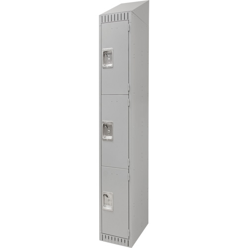 Lockers, 3 -tier, 12" x 18" x 82", Steel, Grey, Knocked Down Action Paper