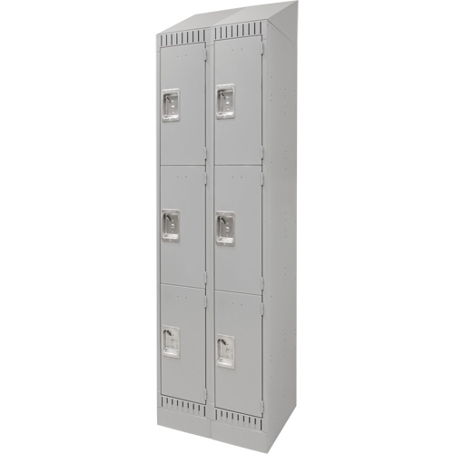 Lockers, 3 -tier, Bank of 2, 24" x 18" x 86", Steel, Grey, Knocked Down Action Paper