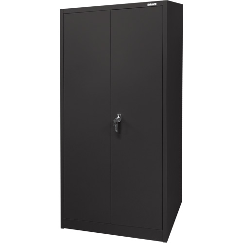 Armoire d'entreposage, Acier, 4 Tablettes, 66" h x 30" la x 15" P, Noir Action Paper