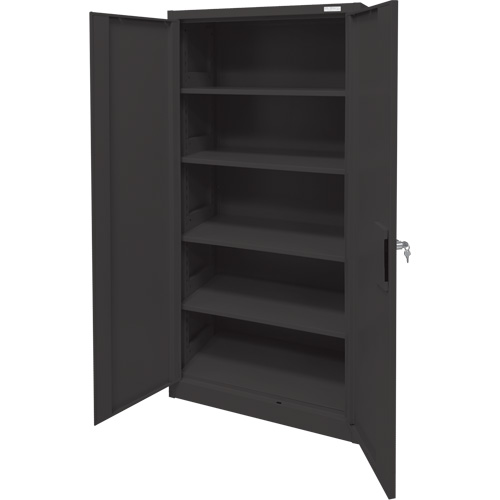 Armoire d'entreposage, Acier, 4 Tablettes, 78" h x 36" la x 24" P, Noir Action Paper