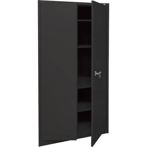 Armoire d'entreposage, Acier, 4 Tablettes, 78" h x 36" la x 24" P, Noir Action Paper