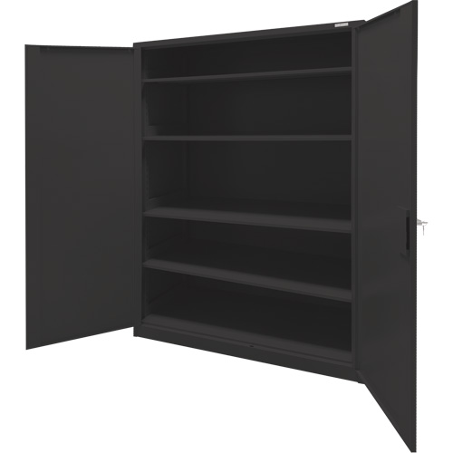 Armoire d'entreposage, Acier, 4 Tablettes, 78" h x 48" la x 24" P, Noir Action Paper