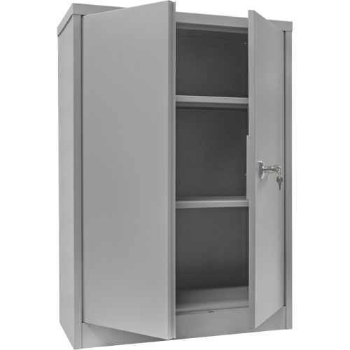 Counter-High Storage Cabinet, Steel, 2 Shelves, 42" H x 48" W x 24" D, Grey Action Paper