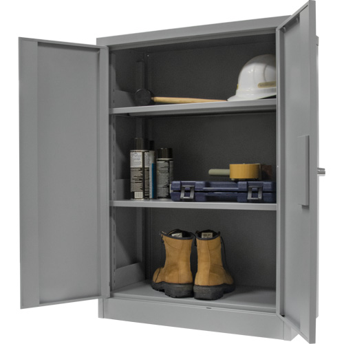 Counter-High Storage Cabinet, Steel, 2 Shelves, 42" H x 48" W x 24" D, Grey Action Paper
