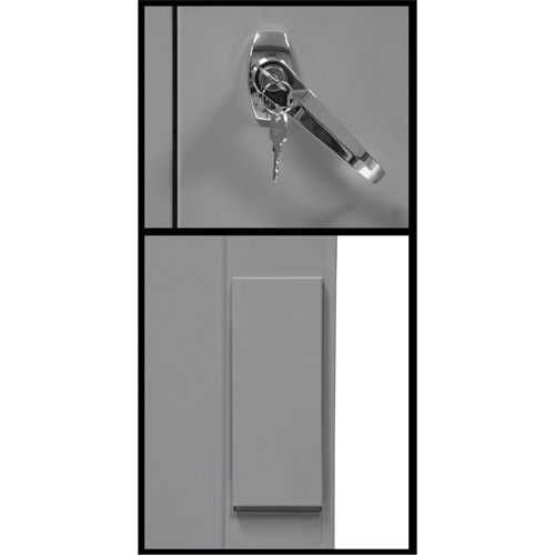 Counter-High Storage Cabinet, Steel, 2 Shelves, 42" H x 48" W x 24" D, Grey Action Paper