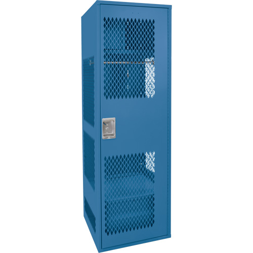 Casier pour &eacute;quipement avec porte, Acier, 24" la x 18" p x 72" h, Bleu fonc&eacute; Action Paper