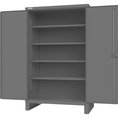 Cabinet with Recessed Pegboard Doors, Steel, 4 Shelves, 78" H x 48" W x 30" D, Grey Action Paper