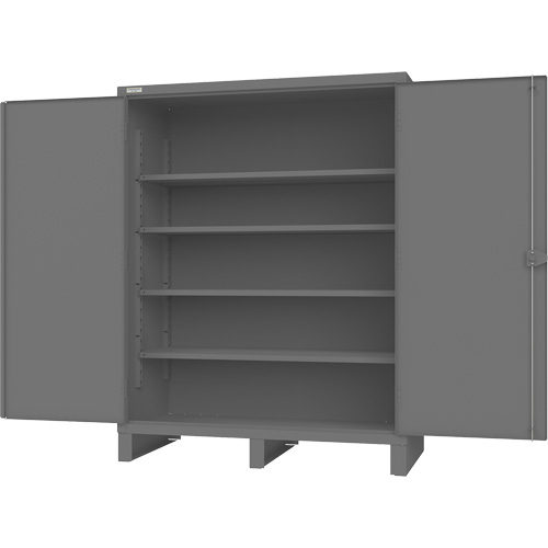 Cabinet with Recessed Doors, Steel, 4 Shelves, 78" H x 60" W x 30" D, Grey Action Paper
