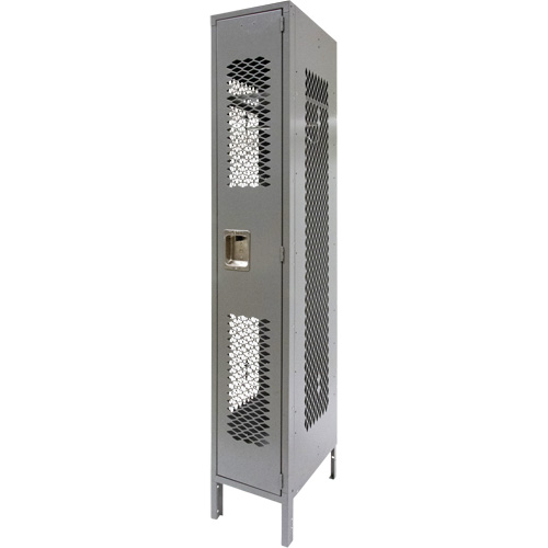 Vented Lockers, 12" x 18" x 78", Steel, Grey, Knocked Down, Perforated Action Paper