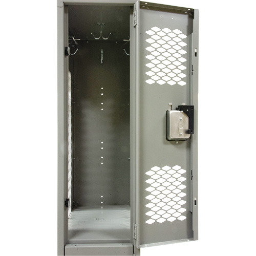 Vented Lockers, 2 -tier, Bank of 2, 24" x 18" x 88", Steel, Grey, Knocked Down, Perforated Action Paper