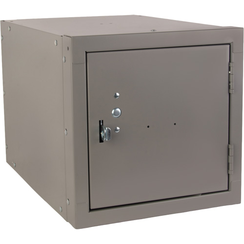 Stackable Cube Locker, 12" x 18" x 12", Steel, Grey, Knocked Down Action Paper