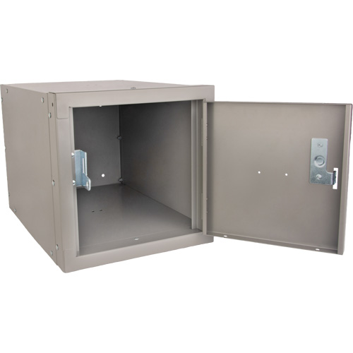Stackable Cube Locker, 12" x 18" x 12", Steel, Grey, Knocked Down Action Paper