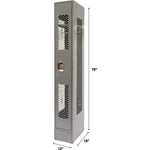 Vented Lockers, 12" x 18" x 78", Steel, Grey, Knocked Down, Perforated Action Paper