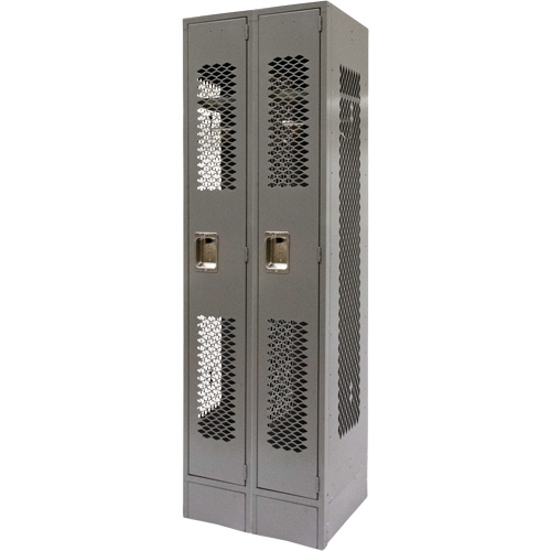 Vented Lockers, Bank of 2, 24" x 18" x 78", Steel, Grey, Knocked Down, Perforated Action Paper