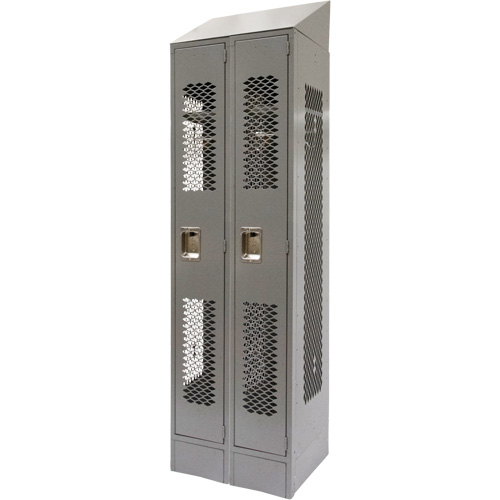 Vented Lockers, Bank of 2, 24" x 18" x 88", Steel, Grey, Knocked Down, Perforated Action Paper
