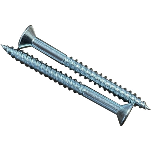 Flat SOC Wood Screws, #10 x 2" L, Zinc Plated Action Paper