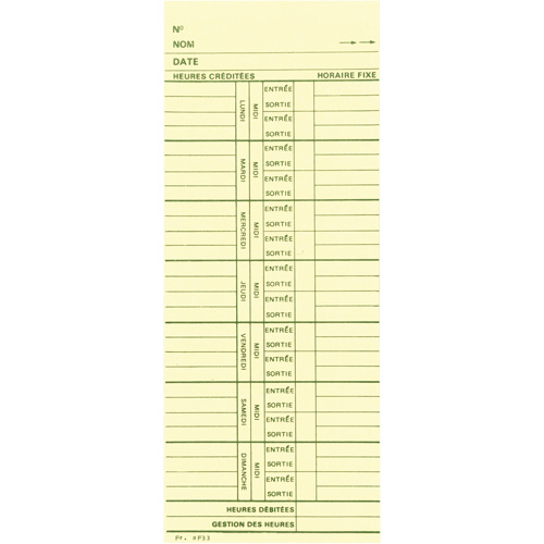 Time Cards Action Paper