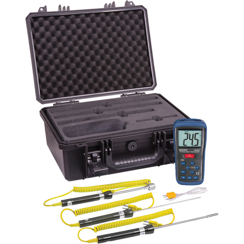 Thermocouple Thermometer Kit, Contact, Digital, -58-2000°F (-50-1300°C) Action Paper
