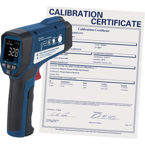 Thermom&egrave;tre &agrave; infrarouge professionnel avec certificat ISO, -26 - 1472° F ( -32 - 800° C ), 30:1, &eacute;missivit&eacute; Ajustable Action Paper