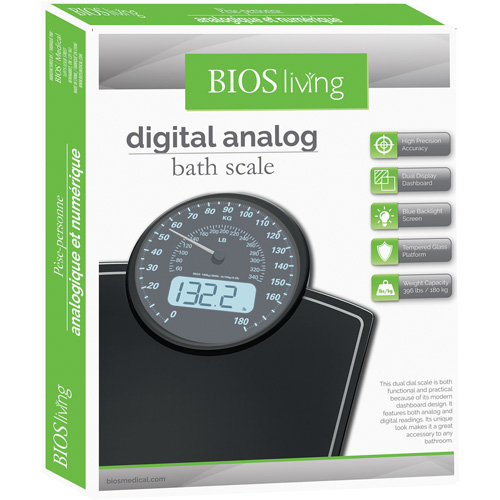 Digital Analog Scale, 396 lbs. Cap., 100 g / 0.2 lbs. Graduations Action Paper