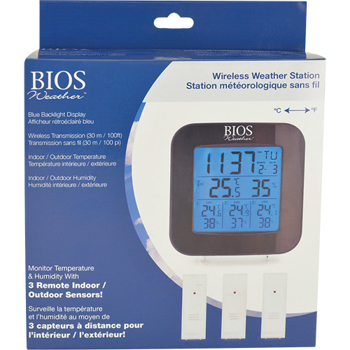 Wireless Weather Station with 3 Sensors, Non-Contact, Digital, 40-158°F (-40-70°C) Action Paper