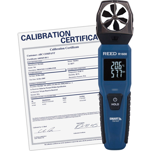 Bluetooth Smart Series Vane Anemometer with ISO Certificate, Data Logging, 0.6 - 25 m/sec/118 - 4921 ft./min/2.1 - 90 Km/hr/1.3 - 55.9 Mph Air Velocity Range Action Paper