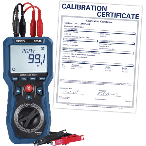 Testeur de longueur de c&acirc;ble avec certificat d'&eacute;talonnage Action Paper