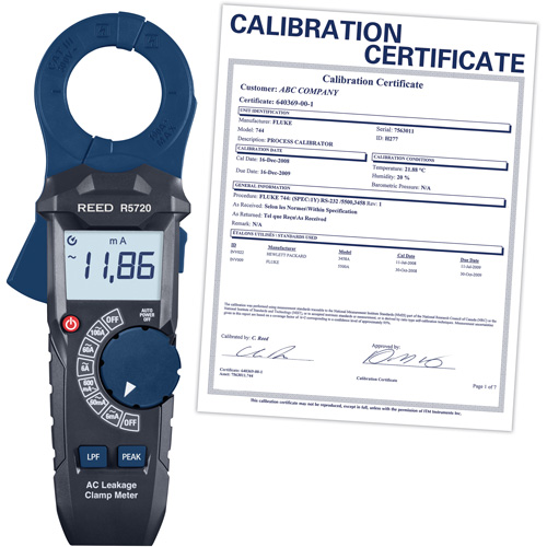 AC Leakage Clamp Meter with Calibration Certificate Action Paper