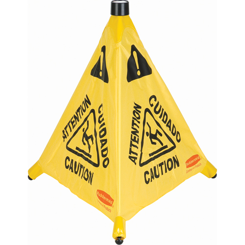 Pop-Up Safety Cone, Trilingual With Pictogram Action Paper