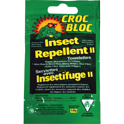 Insectifuge, 6 heures de protection, DEET &agrave; 30 %, Serviette, 5,58 g Action Paper