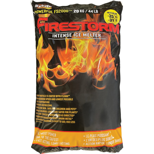 Produits de d&eacute;glaçage intense Firestorm, Sac, 44 lb (20 kg), Point de fonte -35°C (-31°F) Action Paper