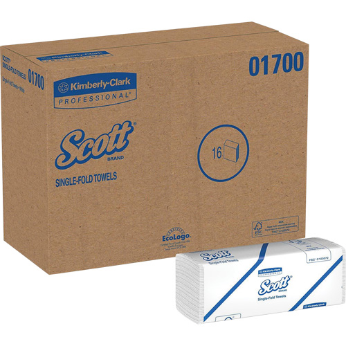 Scott&reg; Single Fold Towels, 1 Ply, 10-1/2" L x 9-3/10" W, 250 /Pack Action Paper