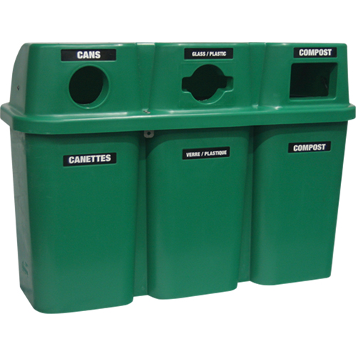 Recycling Containers Bullseye, Curbside, Plastic, 3 x 22 US Gal. Action Paper