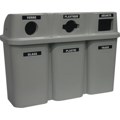 Contenants de recyclage Bullseye, Bord de rue, Plastique, 3 x 22 gal. US Action Paper