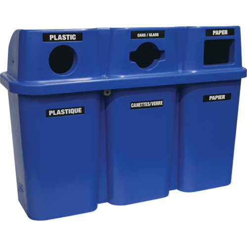 Recycling Containers Bullseye, Curbside, Plastic, 3 x 22 US Gal. Action Paper