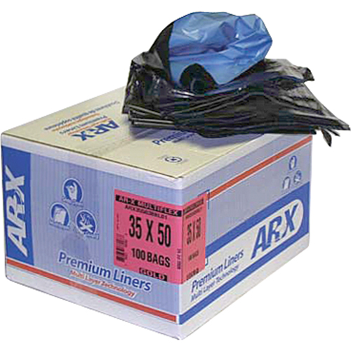 Premium Liners, 3X Strong, 42" W x 48" L, Black, 151.41 L (40 Gal.) Capacity Action Paper