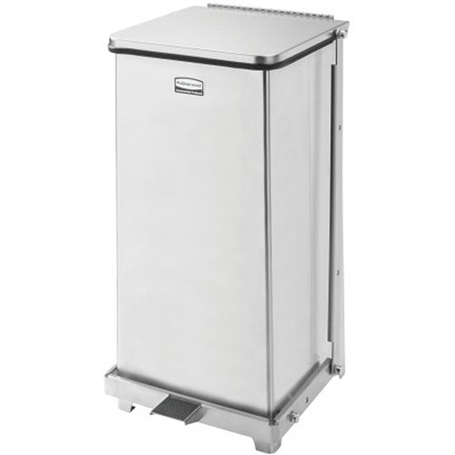 Corbeille &agrave; p&eacute;dale carr&eacute;e avec doublure Defenders, Acier inoxydable, Capacit&eacute; 6,5 gal. US Action Paper