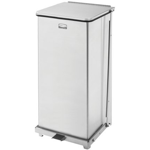 Defenders&reg; Square Step Can with Liner, Stainless Steel, 13 US gal. Capacity Action Paper