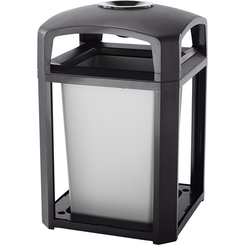 Cendrier et corbeille pour d&eacute;chets de s&eacute;rie Landmark, Plastique, Capacit&eacute; 35 gal. US, Hauteur 40" Action Paper