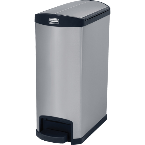 Slim Jim&reg; Waste Container, Stainless Steel, 13 US gal. Capacity Action Paper